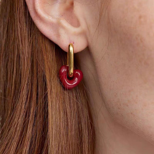Enamel Glaze Heart Earrings - Zafari Studio Jewelry